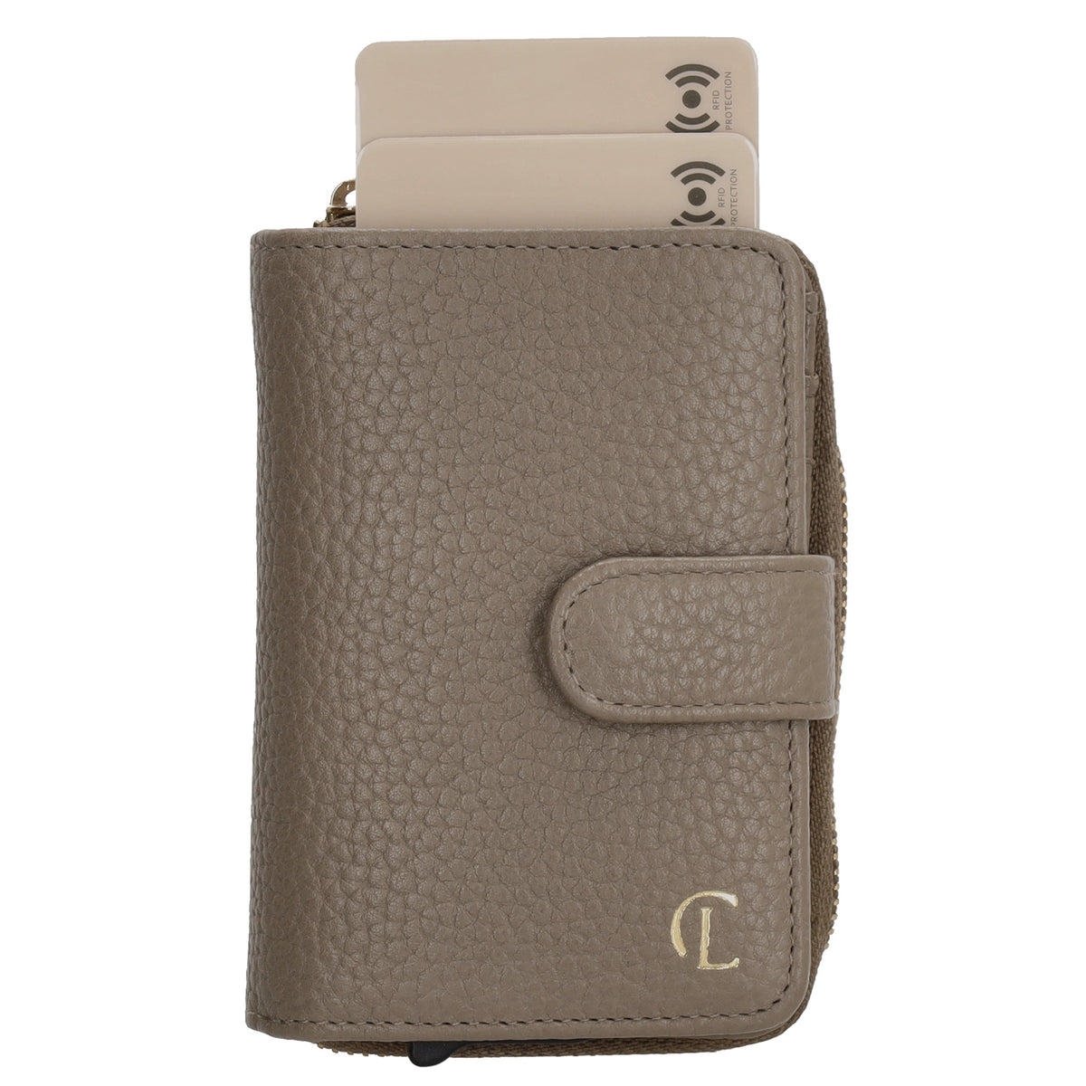Kartenetui| Safty Wallet 11x7cm in Taupe und Rundumreißverschluss - leder-accessoires.com