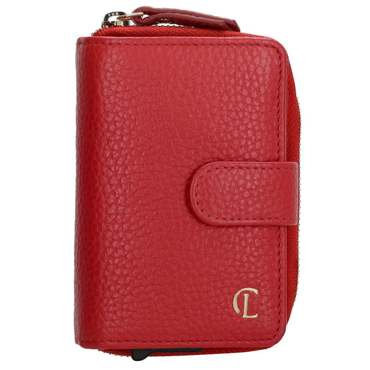 Kartenetui| Safty Wallet 11x7cm in Rot und Rundumreißverschluss - leder-accessoires.com