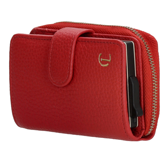 Kartenetui| Safty Wallet 11x7cm in Rot und Rundumreißverschluss - leder-accessoires.com