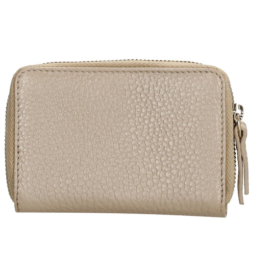 Kartenetui| Safty Wallet 11x7cm in Champagner und Rundumreißverschluss - leder-accessoires.com