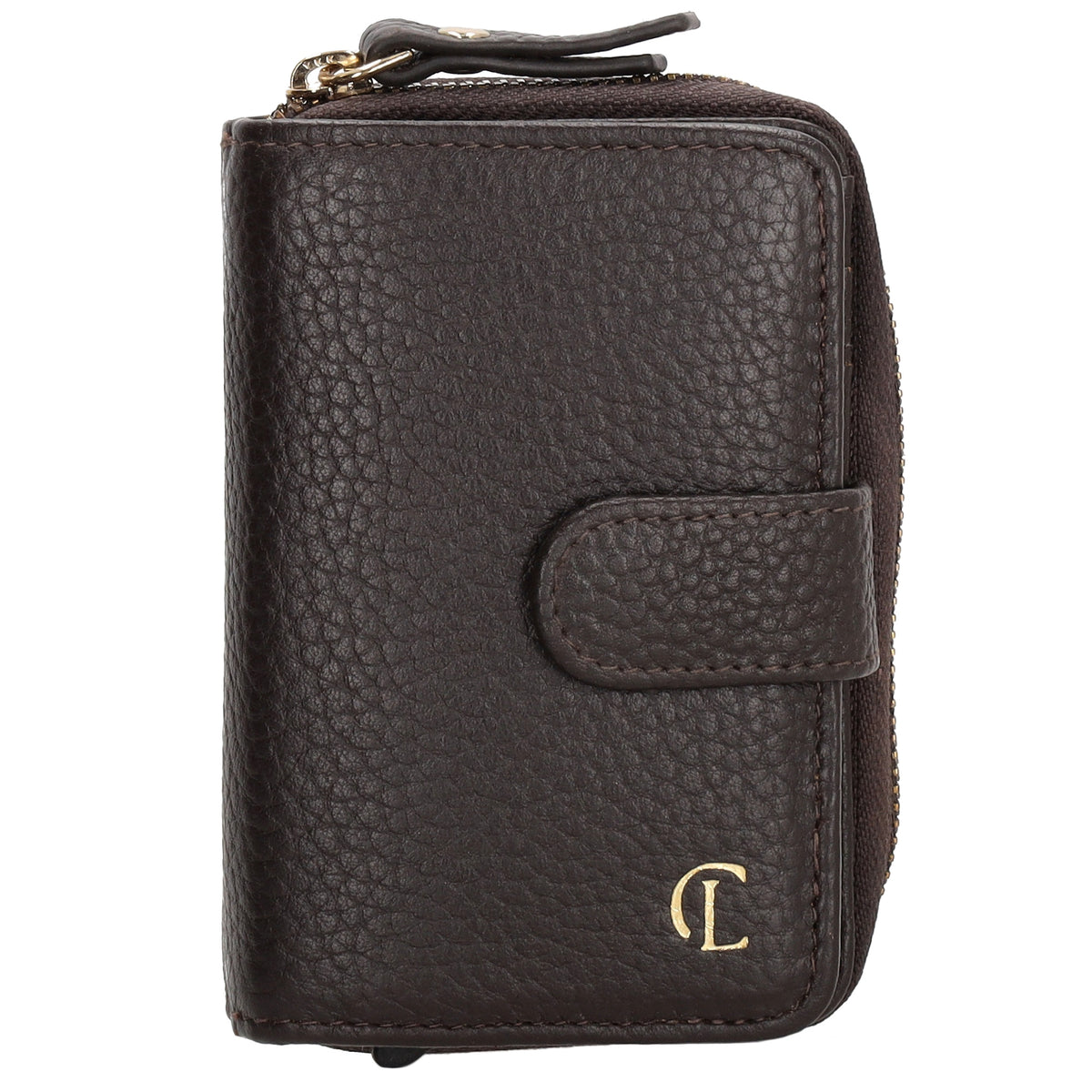 Kartenetui| Safty Wallet 11x7cm in Dunkelbraun und Rundumreißverschluss - leder-accessoires.com