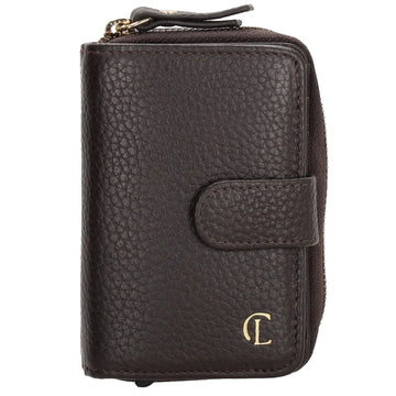 Kartenetui| Safty Wallet 11x7cm in Dunkelbraun und Rundumreißverschluss - leder-accessoires.com