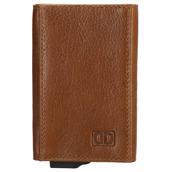 Kartenetui| Safty Wallet 10x7cm in Cognac mit RFID-Schutz - leder-accessoires.com