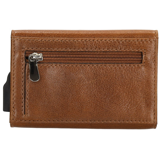 Kartenetui| Safty Wallet 10x7cm in Cognac mit RFID-Schutz - leder-accessoires.com