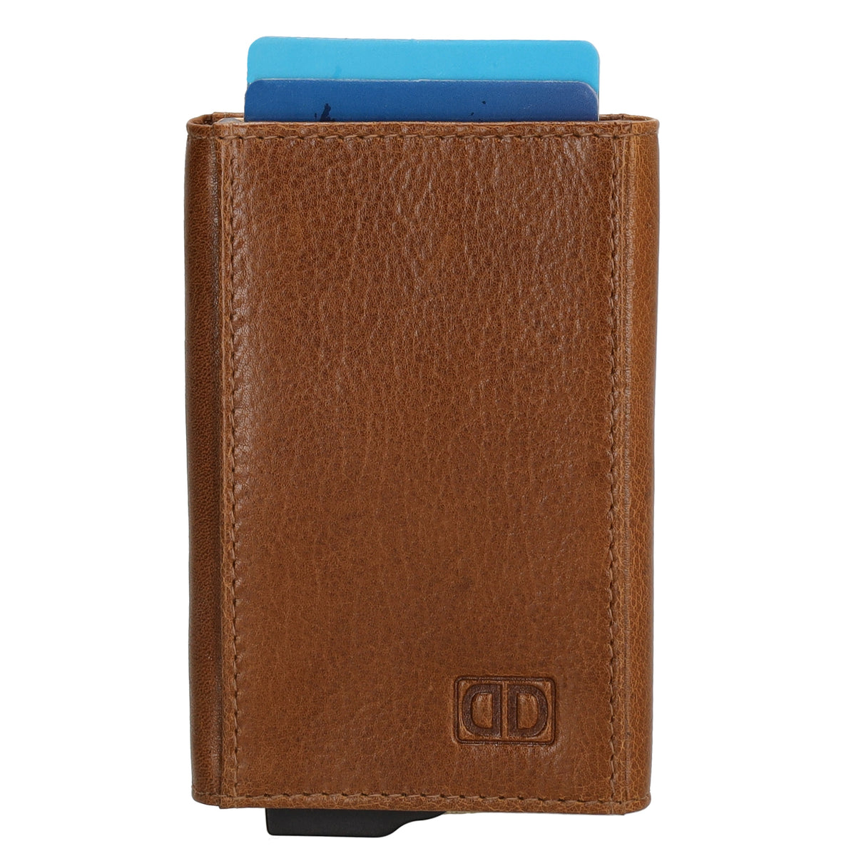 Kartenetui| Safty Wallet 10x7cm in Cognac mit RFID-Schutz - leder-accessoires.com