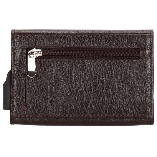 Kartenetui| Safty Wallet 10x7cm in Dunkelbraun mit RFID-Schutz - leder-accessoires.com