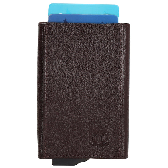 Kartenetui| Safty Wallet 10x7cm in Dunkelbraun mit RFID-Schutz - leder-accessoires.com