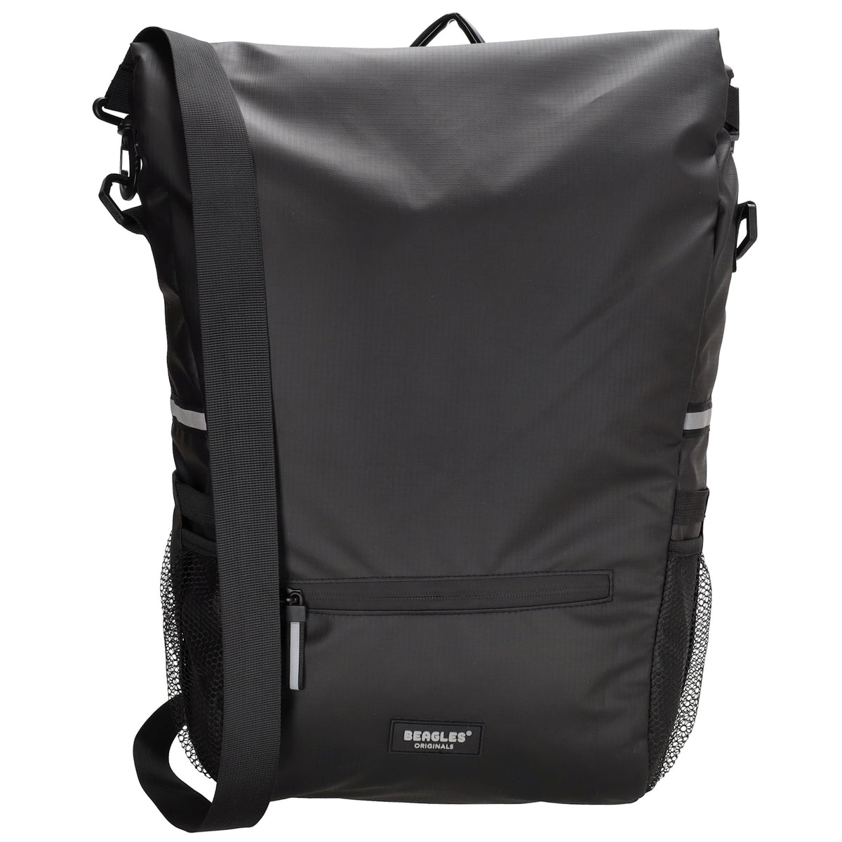 Fahrradtasche|Schultertasche mit Überschlag 48x26cm in Schwarz - leder-accessoires.com