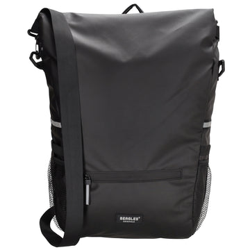 Fahrradtasche|Schultertasche mit Überschlag 48x26cm in Schwarz - leder-accessoires.com
