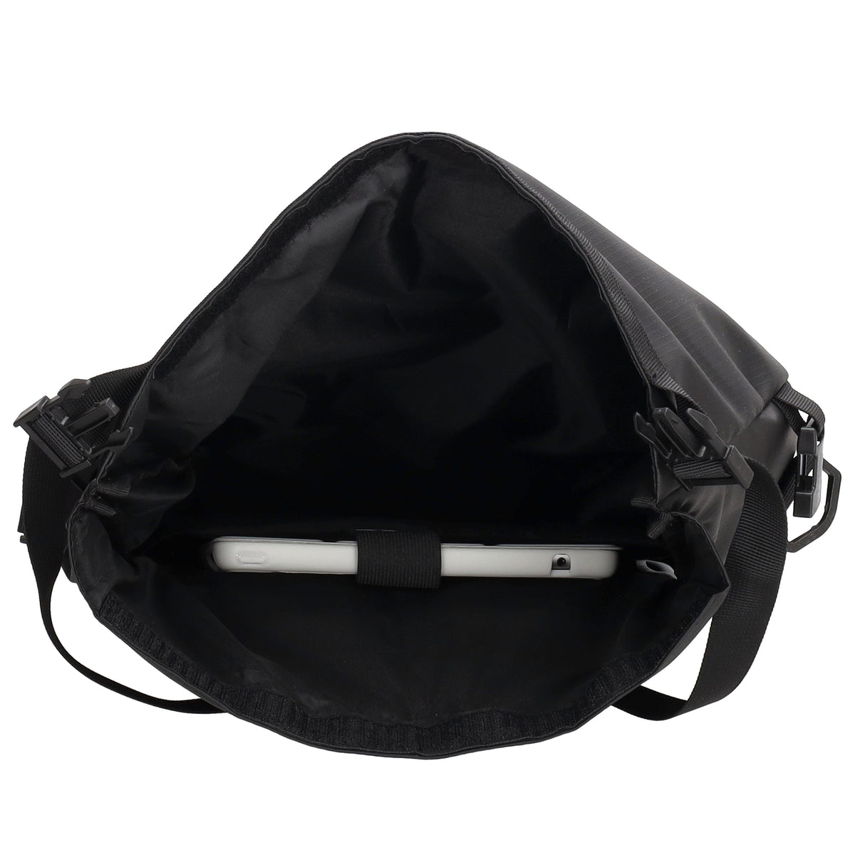 Fahrradtasche|Schultertasche mit Überschlag 48x26cm in Schwarz - leder-accessoires.com