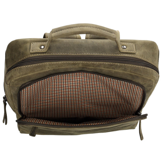 Businessrucksack 30x 41cm in Oliv aus Leder - leder-accessoires.com