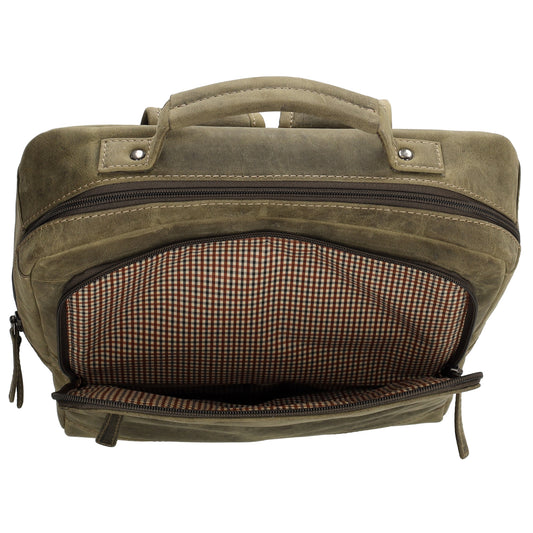 Businessrucksack 30x 41cm in Oliv aus Leder - leder-accessoires.com