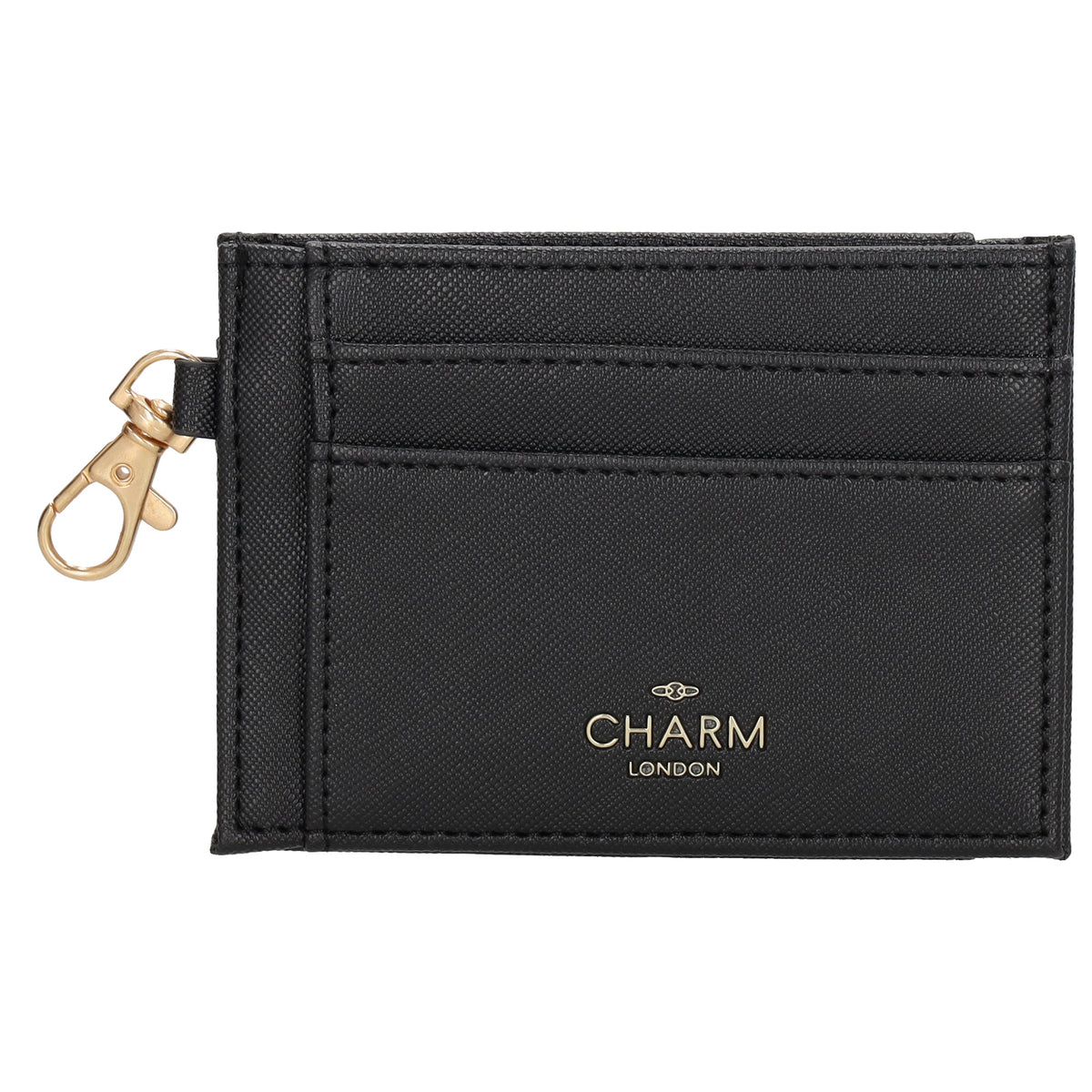 Kartenetui 11,5x8,5cm in Schwarz mit Karabiner - leder-accessoires.com