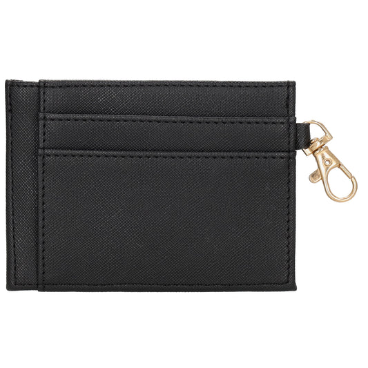 Kartenetui 11,5x8,5cm in Schwarz mit Karabiner - leder-accessoires.com