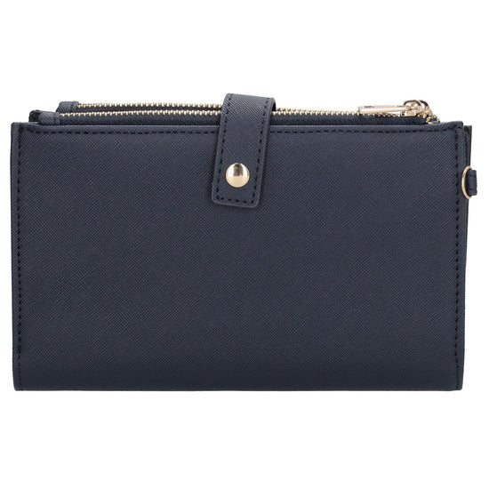 Börse|Handytasche 12x18,5cm in Blau mit Umhängeriemen - leder-accessoires.com
