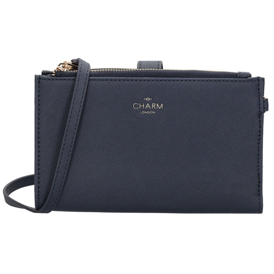 Börse|Handytasche 12x18,5cm in Blau mit Umhängeriemen - leder-accessoires.com