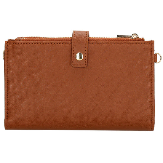Börse|Handytasche 12x18,5cm in Cognac mit Umhängeriemen - leder-accessoires.com