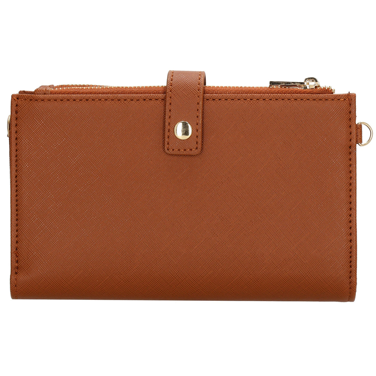 Börse|Handytasche 12x18,5cm in Cognac mit Umhängeriemen - leder-accessoires.com