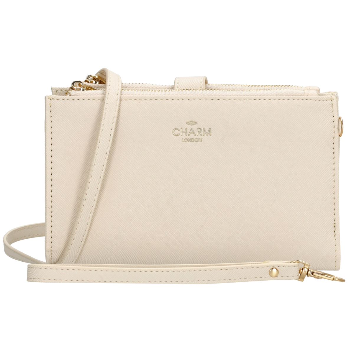Börse|Handytasche 12x18,5cm in Creme mit Umhängeriemen - leder-accessoires.com