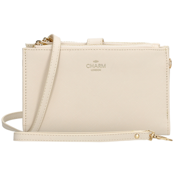 Börse|Handytasche 12x18,5cm in Creme mit Umhängeriemen - leder-accessoires.com