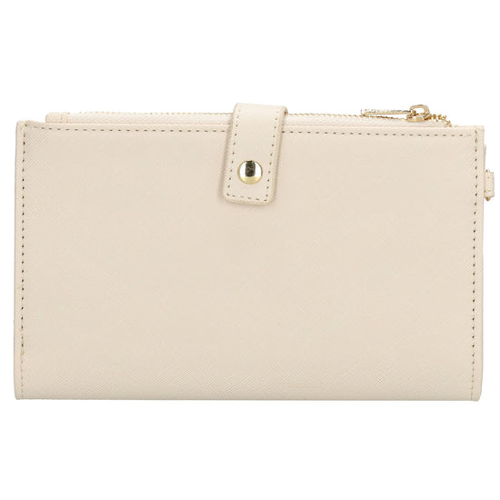 Börse|Handytasche 12x18,5cm in Creme mit Umhängeriemen - leder-accessoires.com