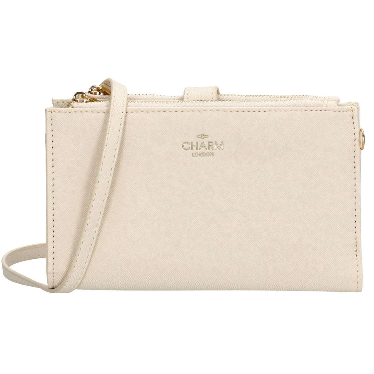 Börse|Handytasche 12x18,5cm in Creme mit Umhängeriemen - leder-accessoires.com