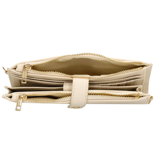 Börse|Handytasche 12x18,5cm in Creme mit Umhängeriemen - leder-accessoires.com