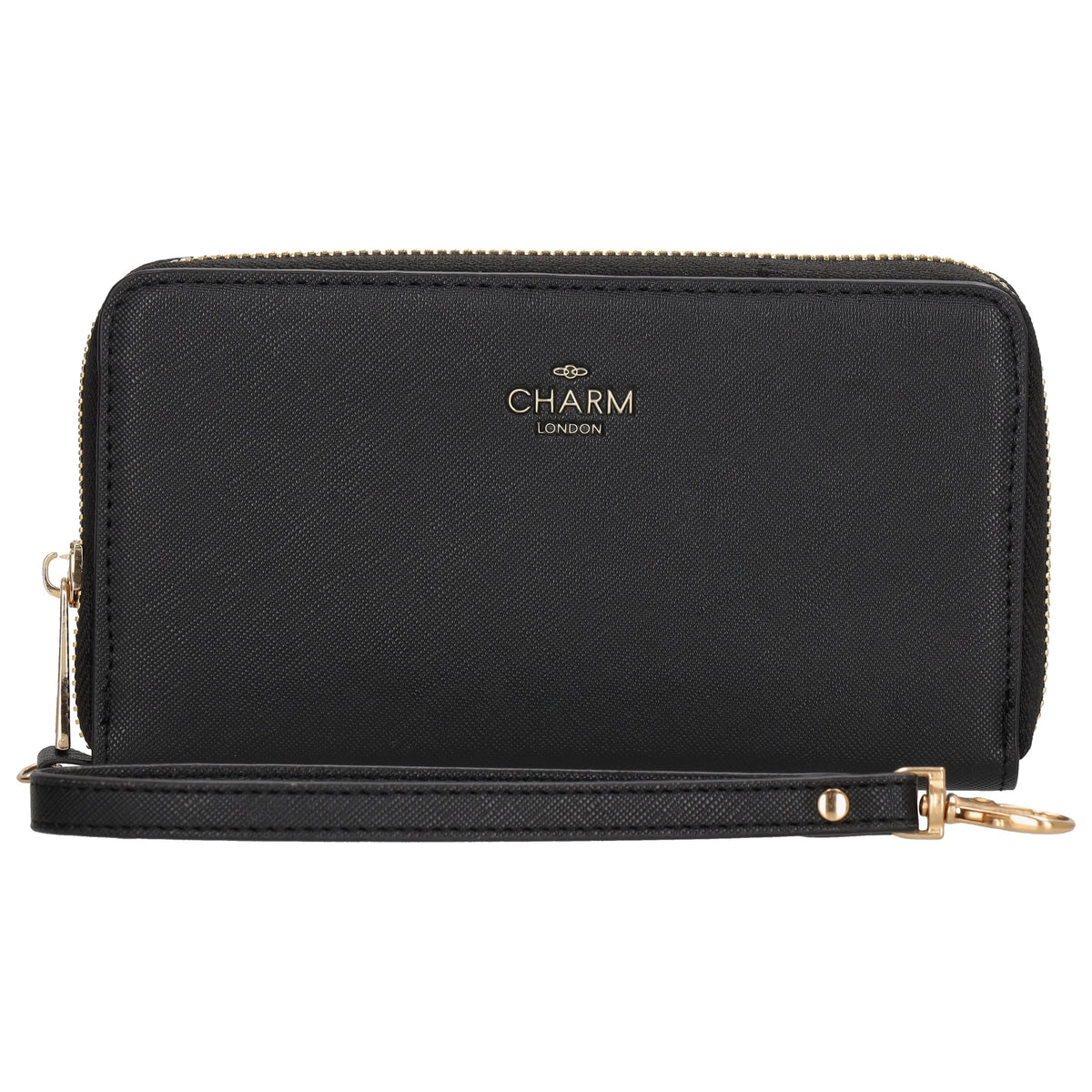 Börse 10x18cm in Schwarz mit Rundumreißverschluss und Handschlaufe - leder-accessoires.com