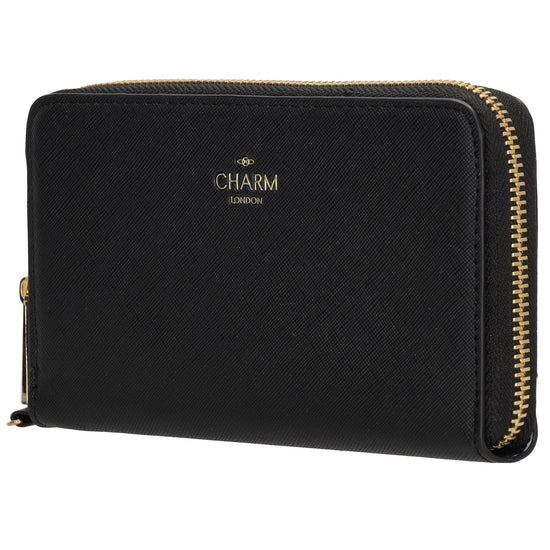 Börse 10x18cm in Schwarz mit Rundumreißverschluss und Handschlaufe - leder-accessoires.com