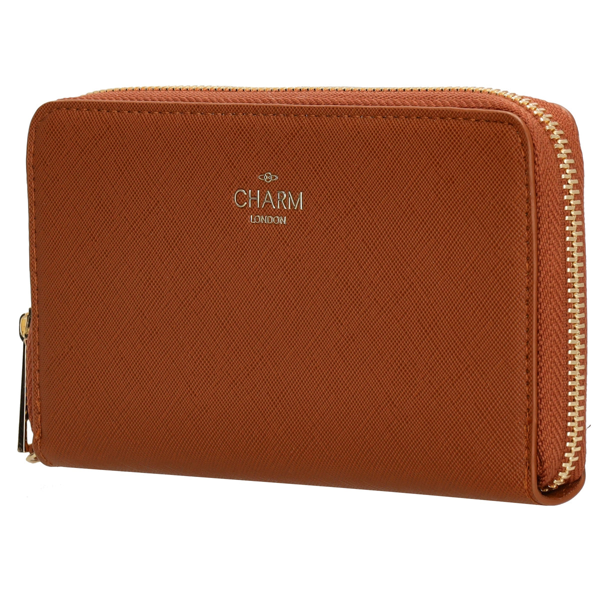Börse 10x18cm in Cognac mit Rundumreißverschluss und Handschlaufe - leder-accessoires.com