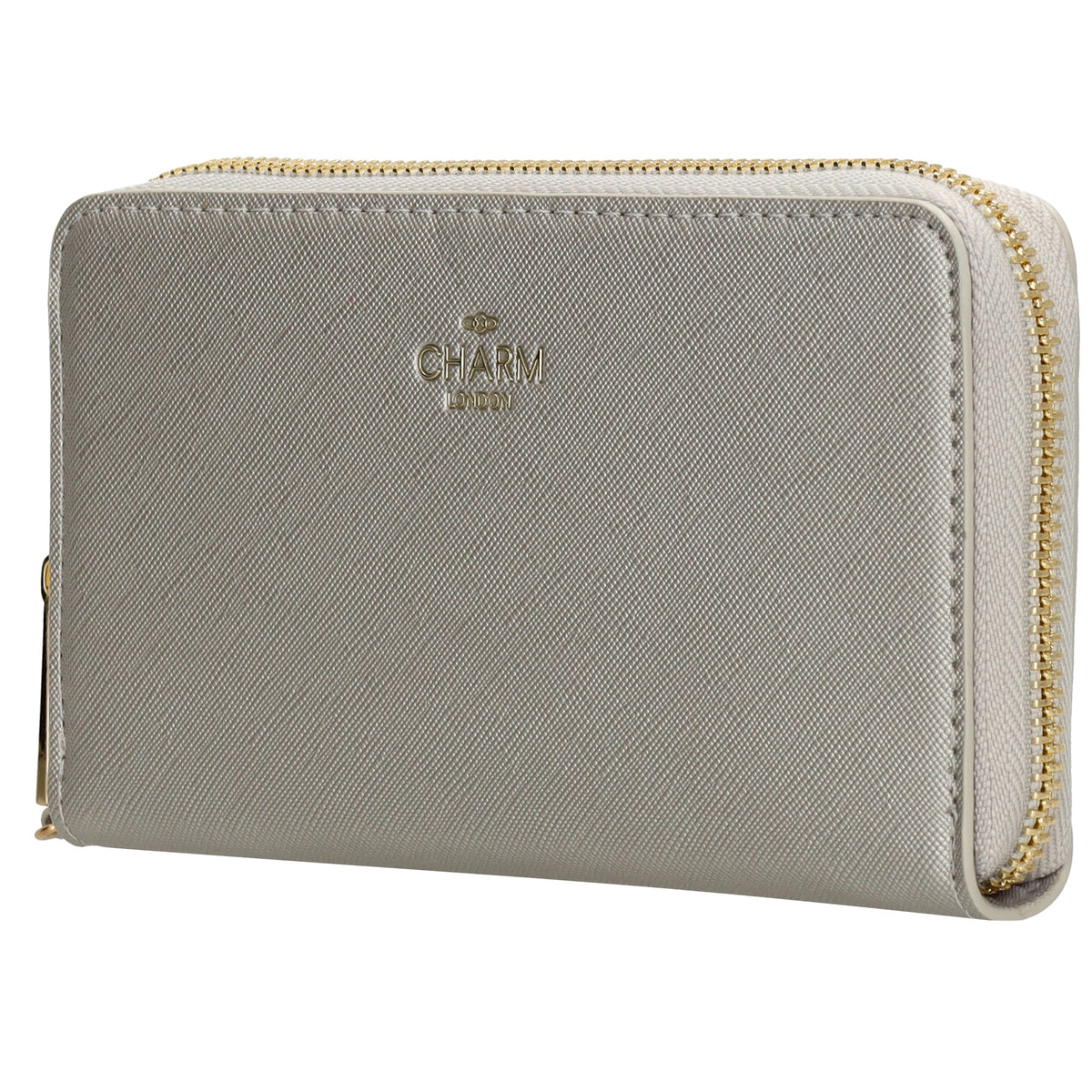 Börse 10x18cm in Silber mit Rundumreißverschluss und Handschlaufe - leder-accessoires.com