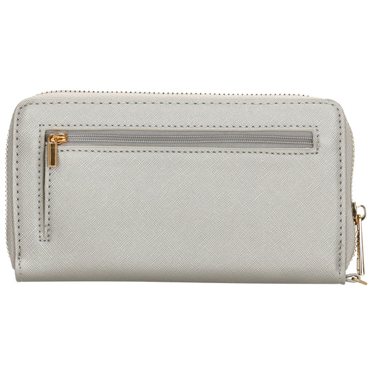 Börse 10x18cm in Silber mit Rundumreißverschluss und Handschlaufe - leder-accessoires.com