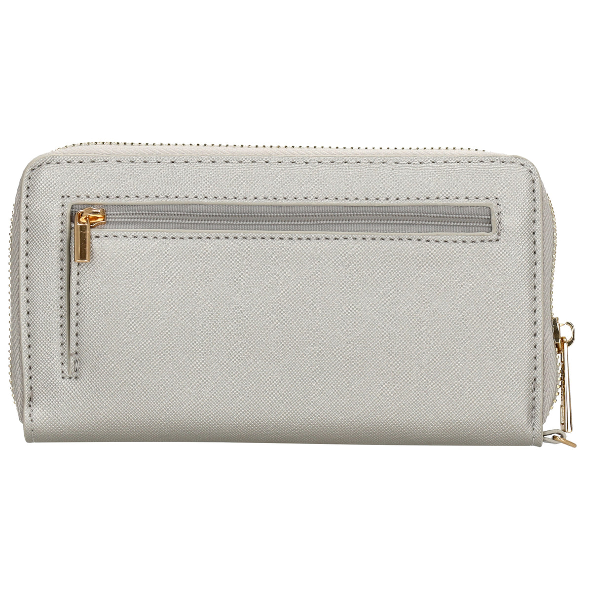 Börse 10x18cm in Silber mit Rundumreißverschluss und Handschlaufe - leder-accessoires.com
