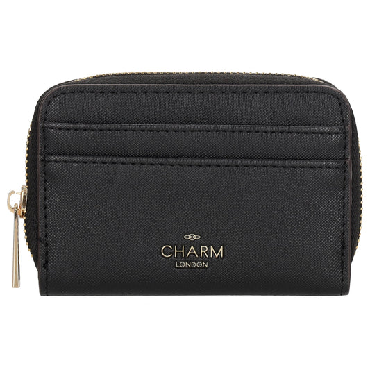 Börse|Kartenetui 12,5x8,5cm in Schwarz mit Reißverschluss - leder-accessoires.com