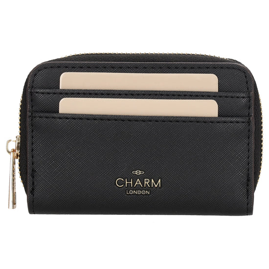 Börse|Kartenetui 12,5x8,5cm in Schwarz mit Reißverschluss - leder-accessoires.com