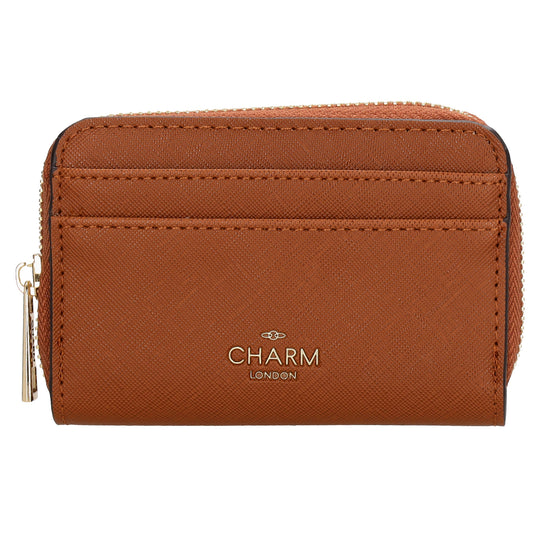 Börse|Kartenetui 12,5x8,5cm in Cognac mit Reißverschluss - leder-accessoires.com