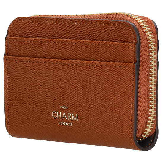 Börse|Kartenetui 12,5x8,5cm in Cognac mit Reißverschluss - leder-accessoires.com
