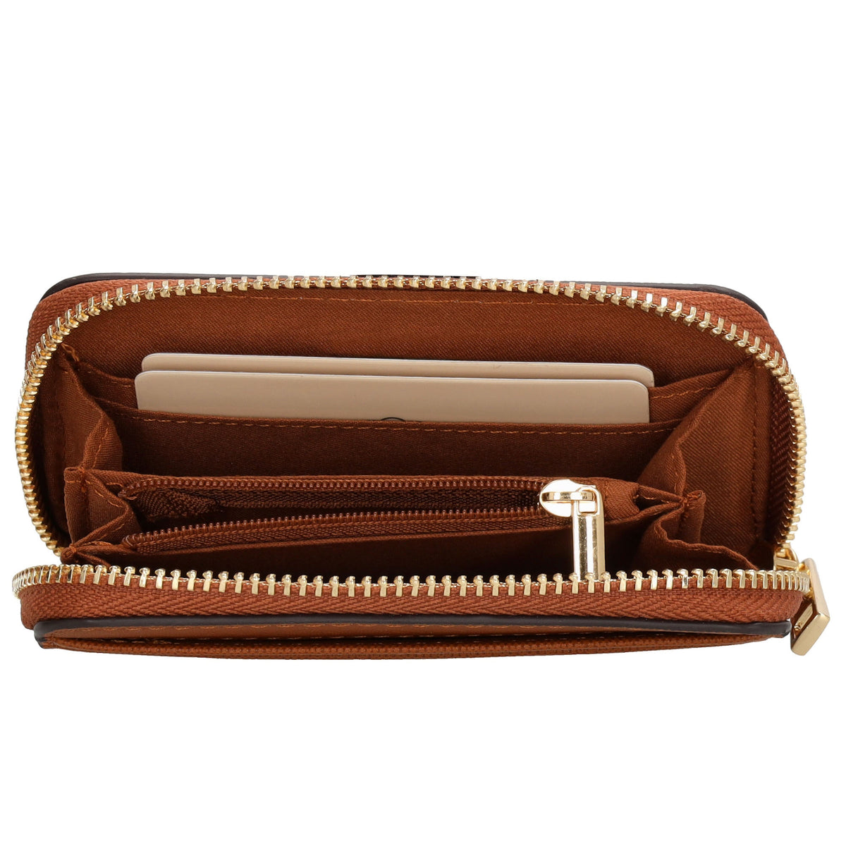 Börse|Kartenetui 12,5x8,5cm in Cognac mit Reißverschluss - leder-accessoires.com