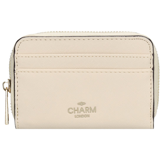 Börse|Kartenetui 12,5x8,5cm in Creme mit Reißverschluss - leder-accessoires.com