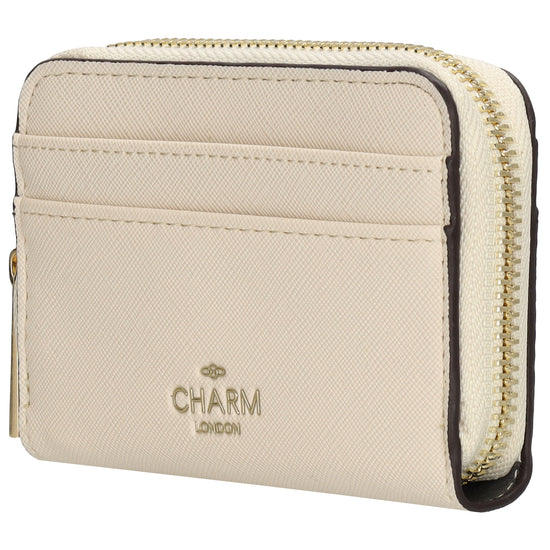 Börse|Kartenetui 12,5x8,5cm in Creme mit Reißverschluss - leder-accessoires.com