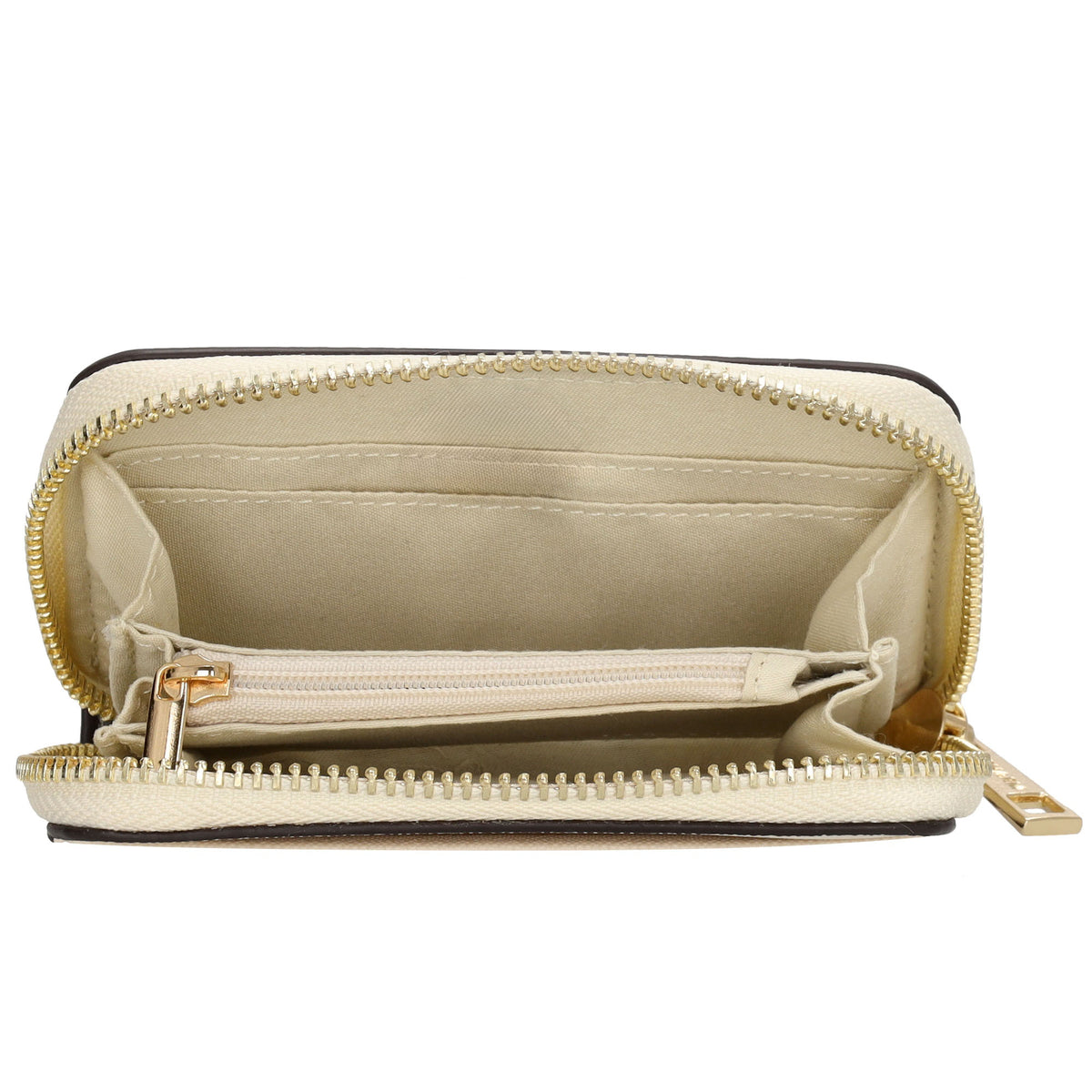 Börse|Kartenetui 12,5x8,5cm in Creme mit Reißverschluss - leder-accessoires.com
