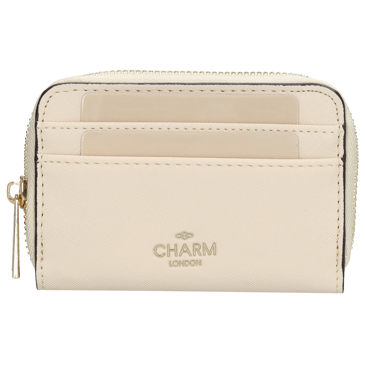 Börse|Kartenetui 12,5x8,5cm in Creme mit Reißverschluss - leder-accessoires.com