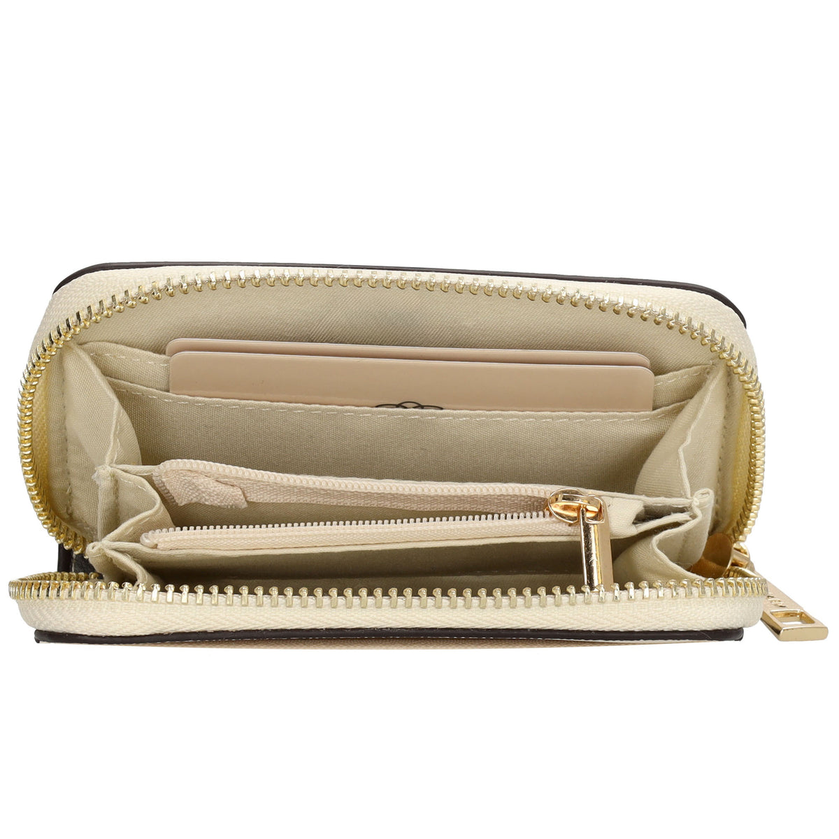 Börse|Kartenetui 12,5x8,5cm in Creme mit Reißverschluss - leder-accessoires.com