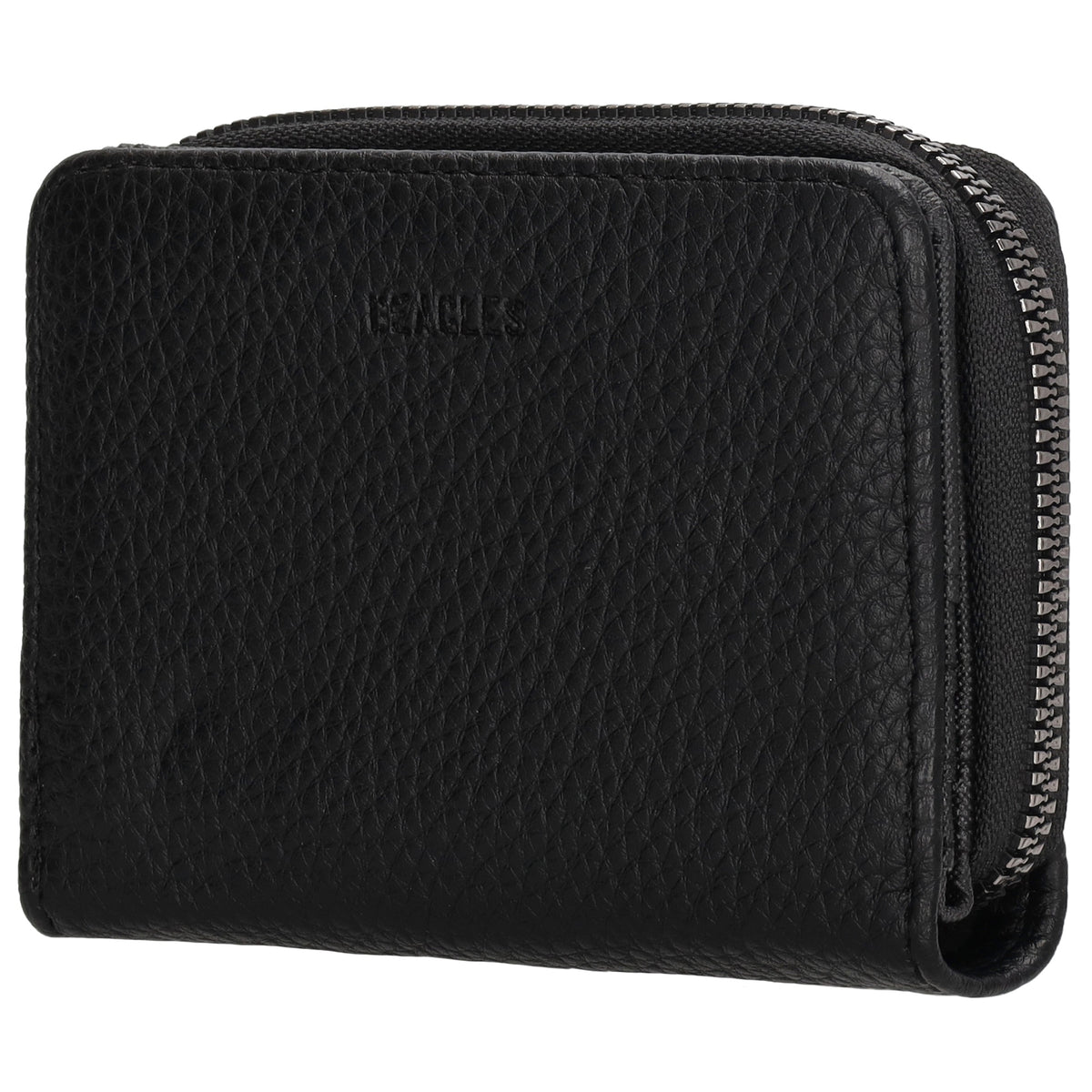 Damenbörse 12x9cm im Querformat in Schwarz mit Druckknopf - leder-accessoires.com