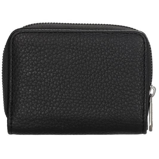 Damenbörse 12x9cm im Querformat in Schwarz mit Druckknopf - leder-accessoires.com