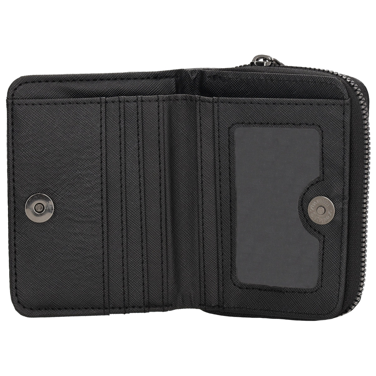 Damenbörse 12x9cm im Querformat in Schwarz mit Druckknopf - leder-accessoires.com