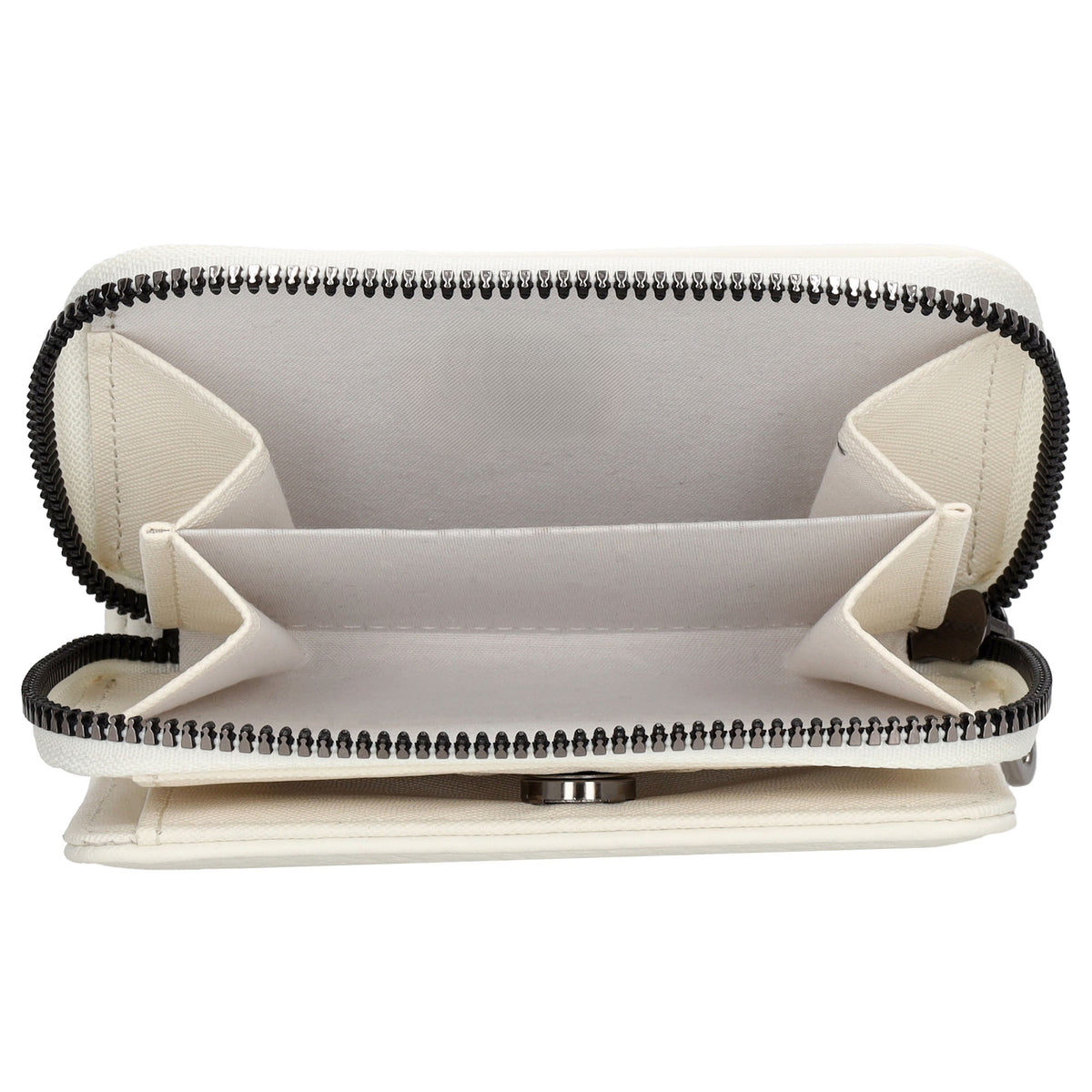 Damenbörse 12x9cm im Querformat in Weiß mit Druckknopf - leder-accessoires.com
