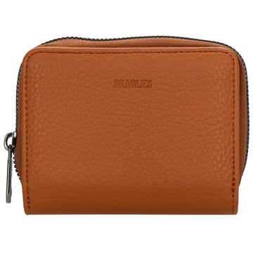 Damenbörse 12x9cm im Querformat in Cognac mit Druckknopf - leder-accessoires.com