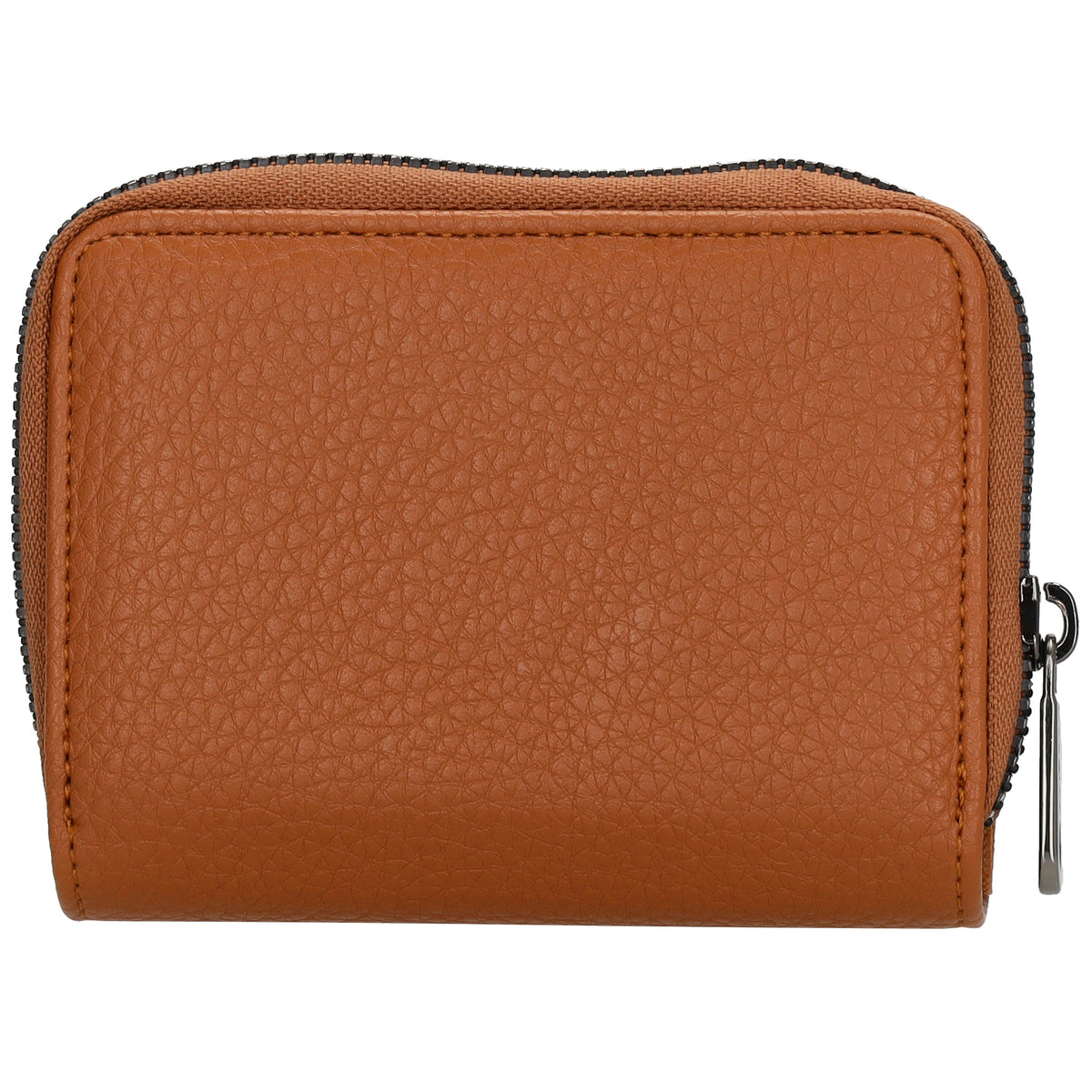 Damenbörse 12x9cm im Querformat in Cognac mit Druckknopf - leder-accessoires.com