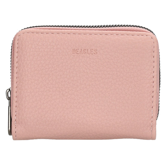 Damenbörse 12x9cm im Querformat in Rosé mit Druckknopf - leder-accessoires.com
